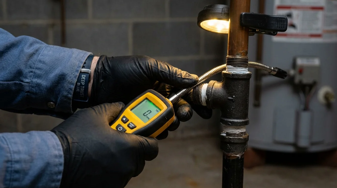 Gas leak detection with electronic sniffer by Johns Plumbing LLC in Delcambre